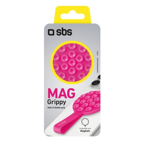 Uchwyt SBS MAG Grippy kompatybilny z MagSafe z przyssawką i uszkiem - różowy