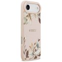 Etui Guess Grained Flowers Classic Logo MagSafe na iPhone Air - różowe