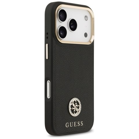 Etui Guess Grained Strass Logo MagSafe na iPhone 17 Pro - czarne