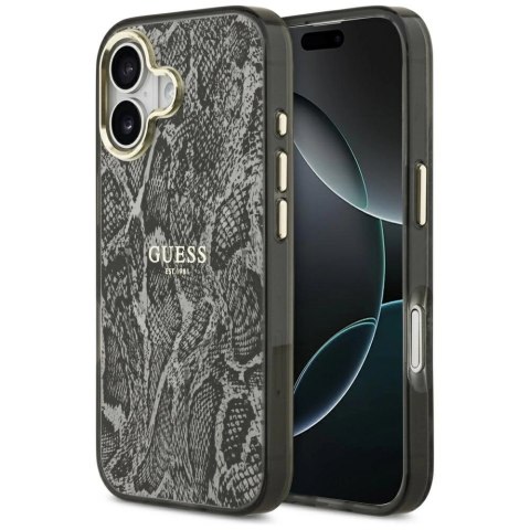 Etui Guess Python Pattern MagSafe na iPhone 17 - czarne