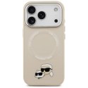 Etui Karl Lagerfeld Karl & Choupette Pins MagSafe do iPhone 17 Pro Max - beżowe