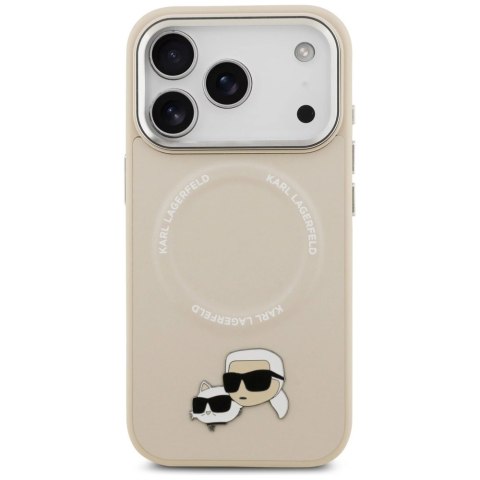 Etui Karl Lagerfeld Karl & Choupette Pins MagSafe do iPhone 17 Pro Max - beżowe