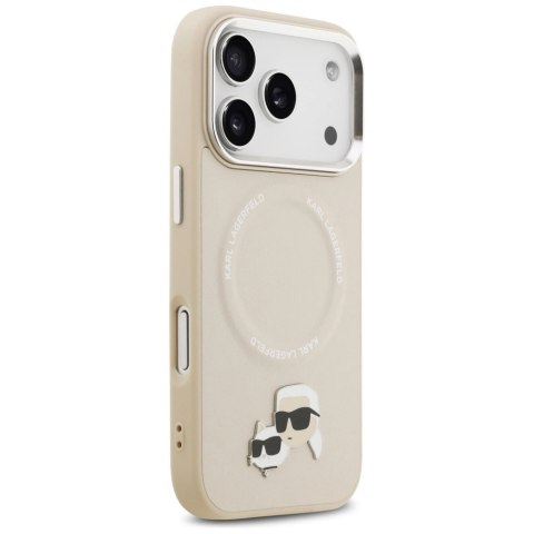 Etui Karl Lagerfeld Karl & Choupette Pins MagSafe do iPhone 17 Pro Max - beżowe