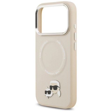 Etui Karl Lagerfeld Karl & Choupette Pins MagSafe do iPhone 17 Pro Max - beżowe