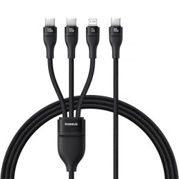 Kabel 3w1 Baseus Flash Series 3 100W USB-C - USB-C+USB-C+Lightning 1,5m + 3 x 0,25 m - czarny