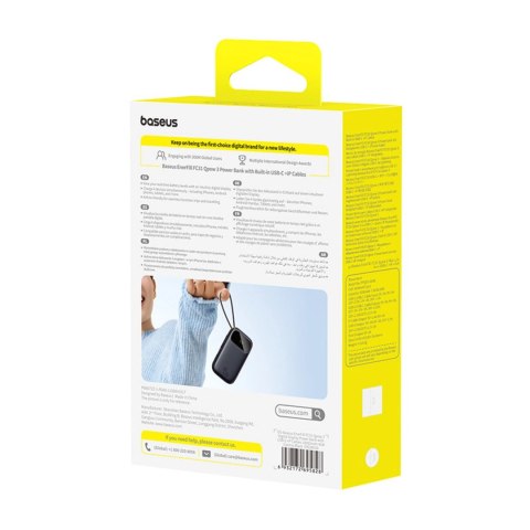 Powerbank Baseus EnerFill FC31 10000mAh 45W z kablami USB-C i Lightning - czarny