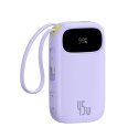 Powerbank Baseus EnerFill FC31 20000mAh 45W z wyświetlaczem z kablami USB-C i Lightning - fioletowy