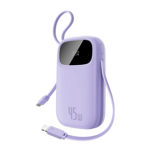 Powerbank Baseus EnerFill FC31 20000mAh 45W z wyświetlaczem z kablami USB-C i Lightning - fioletowy