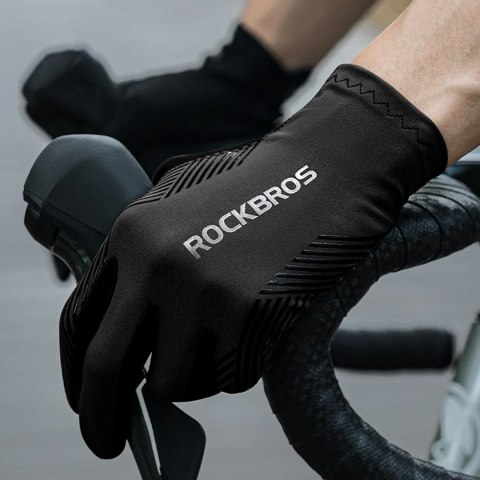 Rękawiczki rowerowe Rockbros wiosna/lato/jesień, pełne, rozmiar: M - czarne