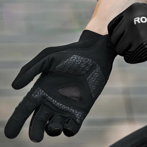Rękawiczki rowerowe Rockbros wiosna/lato/jesień, pełne, rozmiar: M - czarne