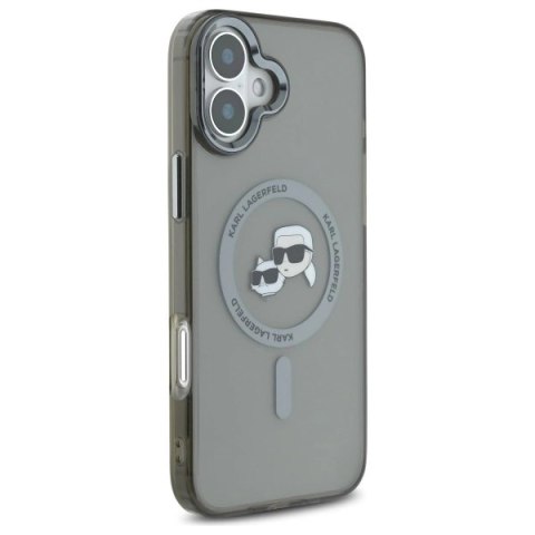 Etui Karl Lagerfeld IML Metal Karl&Choupette Head MagSafe na iPhone 16 - czarne