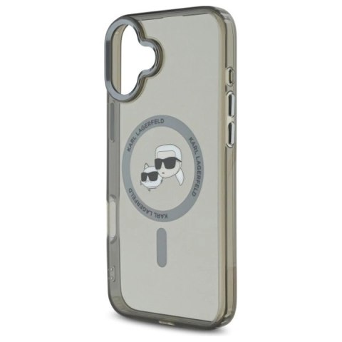 Etui Karl Lagerfeld IML Metal Karl&Choupette Head MagSafe na iPhone 16 - czarne