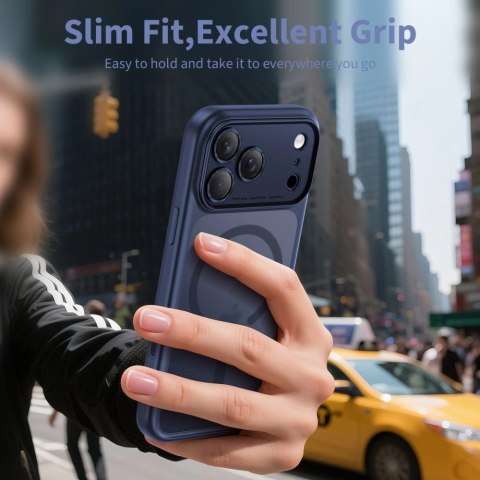 Etui Tech-Protect Magpeak Magsafe CC na iPhone 17 Pro - granatowy mat