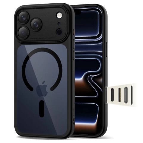 Etui Tech-Protect Magpeak Magsafe CC na iPhone 17 Pro - przezroczysto-czarne