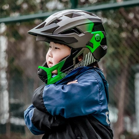 Kask rowerowy Rockbros TS-61 10110061003 dziecięcy z odpinaną szczęką rozmiar S (48-54) - zielony