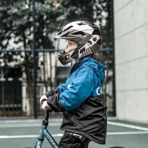 Kask rowerowy Rockbros TS-61 10110061005 dziecięcy z odpinaną szczęką rozmiar S (48-54) - szary