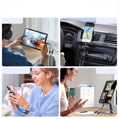 Adapter audio Ugreen 2w1 USB-C do 2xUSB-C (audio + ładowanie) - czarny