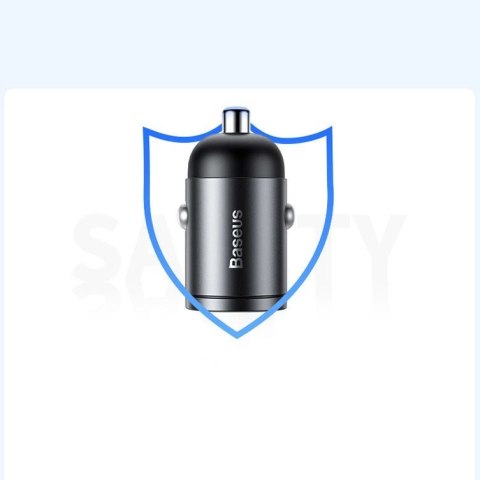 Baseus Tiny Star mini inteligentna ładowarka samochodowa USB 30W Quick Charge 3.0 szary (VCHX-A0G)
