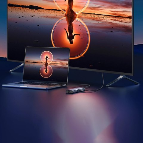 Hub Ugreen USB-C 10w1 USB-C HDMI Ethernet USB-A 5GB/s SD/TF minijack- szary