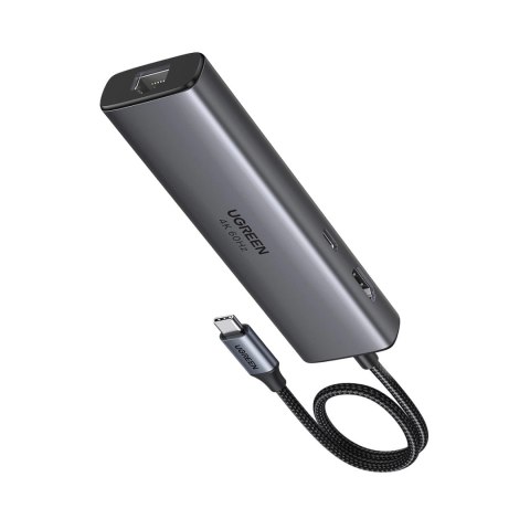 Hub Ugreen USB-C 6w1 HDMI USB-C USB-A Ethernet - szary