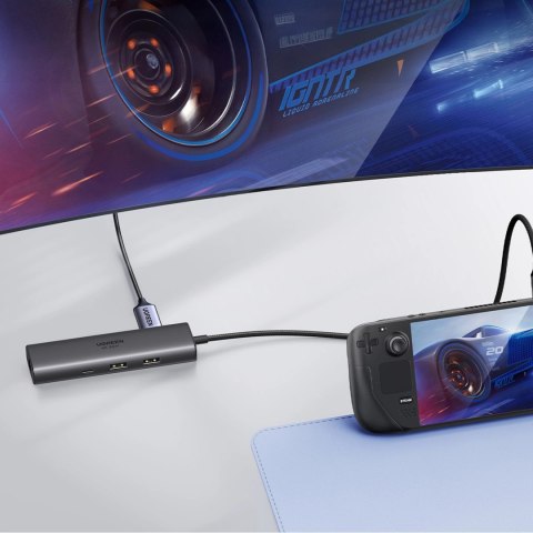 Hub Ugreen USB-C 6w1 HDMI USB-C USB-A Ethernet - szary