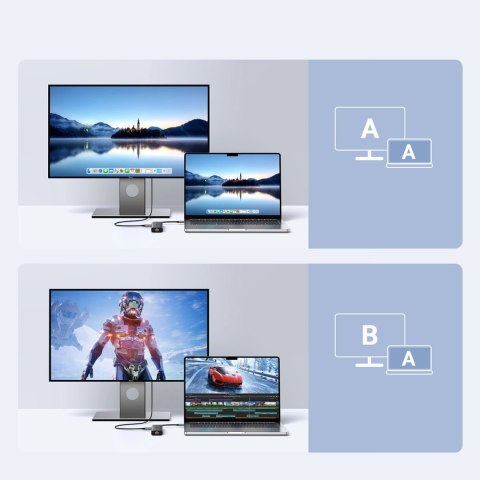 Hub Ugreen USB-C 6w1 HDMI USB-C USB-A Ethernet - szary