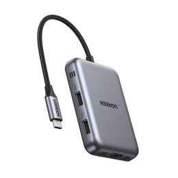 Hub Ugreen USB-C 7w1 HDMI USB-C USB-A SD/TF - szary