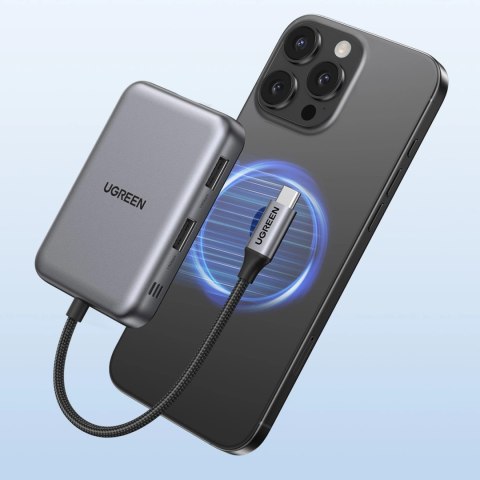 Hub Ugreen USB-C 7w1 HDMI USB-C USB-A SD/TF - szary