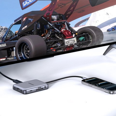 Hub Ugreen USB-C 7w1 HDMI USB-C USB-A SD/TF - szary