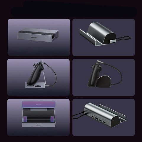 Hub Ugreen do Steam Deck dock USB-C 9w1 4K 120Hz - szary