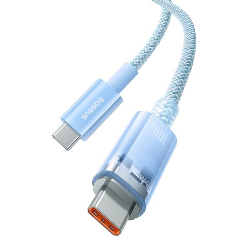 Kabel Baseus Explorer 100W USB-C - USB-C z inteligentnym czujnikiem temperatury 2m - niebieski