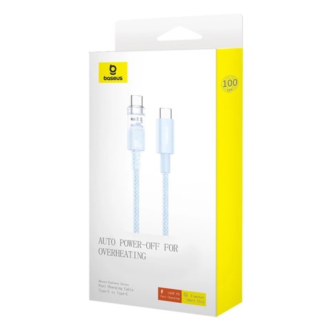 Kabel Baseus Explorer 100W USB-C - USB-C z inteligentnym czujnikiem temperatury 2m - niebieski