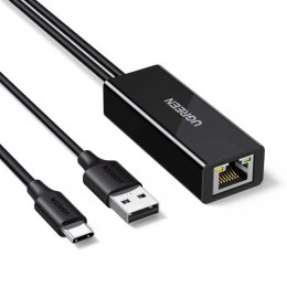 Karta sieciowa Ugreen USB-C do RJ45 10/100 Mb/s - czarna