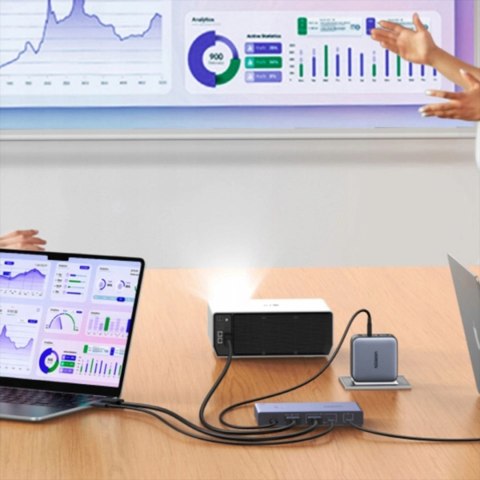 Przełącznik KVM Ugreen USB-C + HDMI 4K 60Hz 2w1 - szary