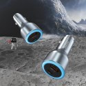 Ładowarka samochodowa Dudao R4Ultra 120W Power Delivery Quick Charge LED USB-A USB-C - szary
