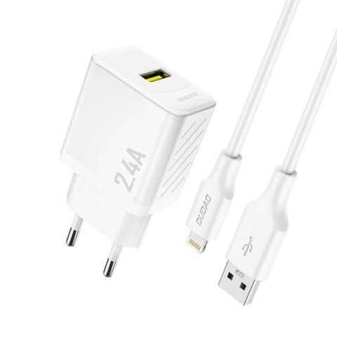Ładowarka sieciowa Dudao A23LEU 2.4A GaN EU USB-A z kablem USB-A - Lightning - biała