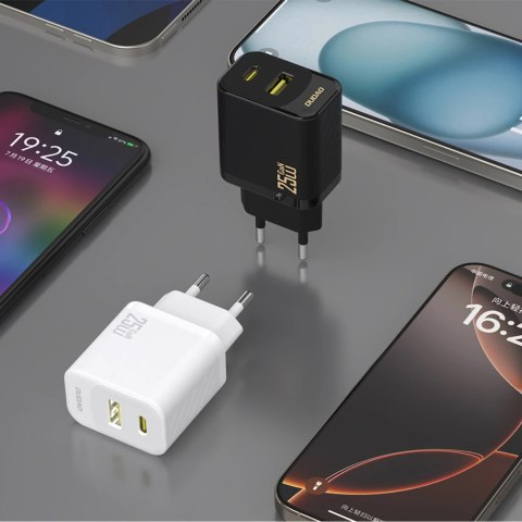 Ładowarka sieciowa Dudao A26TCEU PD QC 25W GaN USB-A USB-C z kablem USB-C - biała