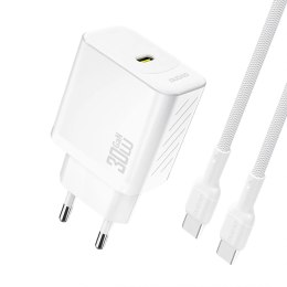 Ładowarka sieciowa Dudao A27PCEU PD 30W GaN USB-C z kablem USB-C - biała