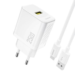 Ładowarka sieciowa Dudao A27STEU 25W GaN USB-A z kablem USB-A - USB-C - biała
