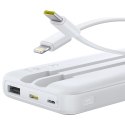 Powerbank Baseus Lipow 10000mAh 22,5W z dwoma wbudowanymi kablami (z kablem Baseus Simple USB-A - USB-C 3A 20cm) - biały