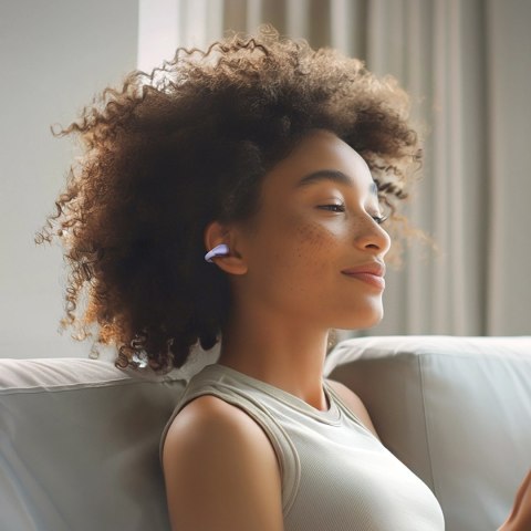 Słuchawki OWS QCY Crossky C30 z klipsem IPX4 Bluetooth 5.4 - fioletowe