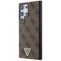 Etui Guess Grip Stand 4G Triangle Strass na Samsung Galaxy S24 Ultra - brązowe