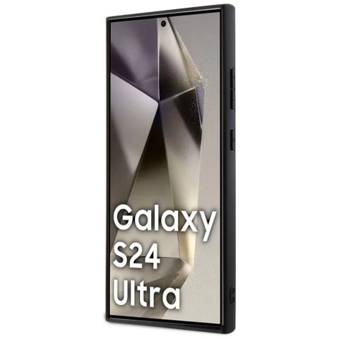 Etui Guess Grip Stand 4G Triangle Strass na Samsung Galaxy S24 Ultra - brązowe