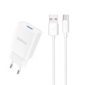 Ładowarka sieciowa Dudao A4EU USB-A 2.1A - biała + kabel USB-A - USB-C