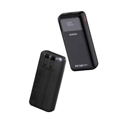Powerbank Dudao K15Pro 20000mAh 22.5W PD USB-C / USB-A / wbudowane kable Lightning i USB-C - czarny