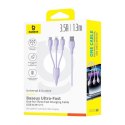 Baseus Kabel ultra-szybkiego ładowania One-for-Three USB-A do M+L+C 3.5A 1.3m Fioletowy