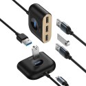 HUB Baseus Square USB-A do 1x USB-A 3.2 Gen 1 / 3x USB 2.0 z kablem 1m - czarny
