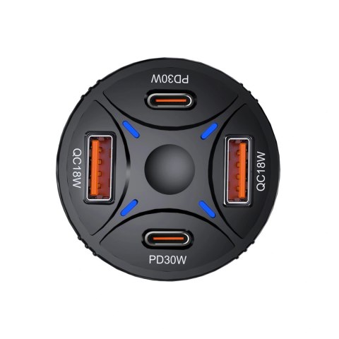 Ładowarka samochodowa Wozinsky WLS-04 2xUSB-C 2xUSB-A - czarna