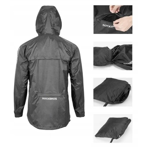 Kurtka przeciwdeszczowa Rockbros YPY013BK4XL oddychająca wiatroodporna XXXXL - czarna