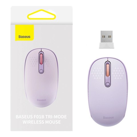 Myszka bezprzewodowa Baseus F01B 2.4GHz + Bluetooth 3.0 + 5.0 - fioletowa
